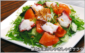 蛸と水菜のシャキシャキサラダ